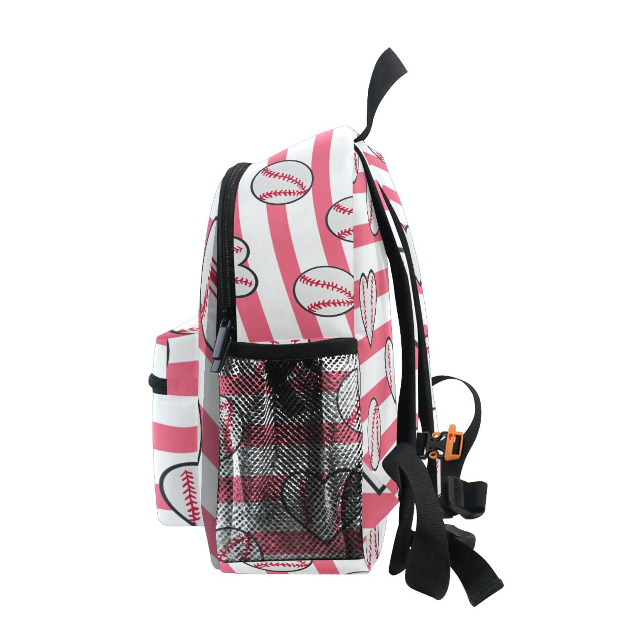 Baseball Stripes Pattern Mini Backpack Cute Small Backpack with Chest Strap and Whistle Ages 3-8