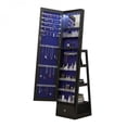 thumbnail image 4 of 360° Rotating Standing Jewelry Cabinet with Full Length Mirror Lockable Black MDF Jewelry Armoire Organizer with Interior Lighted Mirror Storage Drawers, 4 of 10