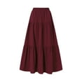 thumbnail image 2 of hirigin Women's Cotton linen Pleated Big Hem Long Skirts Juniors Solid Color Elastic Waist Maxi Skirt Casual Daily Wear, 2 of 6