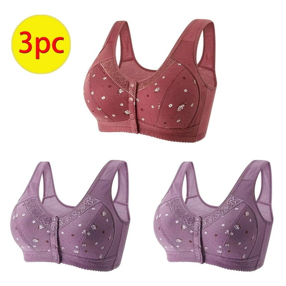Itsame 3PC Bras for Women's Full Support Everyday Sports Bra Set Comfortable Breathable Wireless Comfort Bralette Set Wine Size L