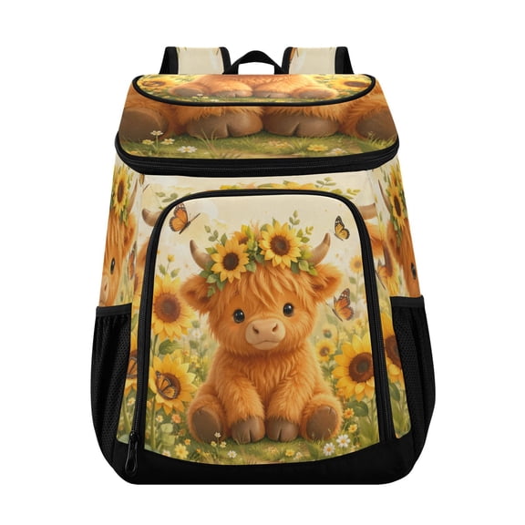 36 Cans Backpack Cooler Insulated Leak Proof Thermal Bag for Travel Beach Camping Small Orange Plush Calf