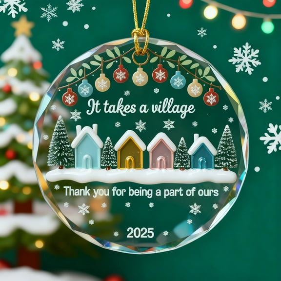 Kcavykas Christmas Ornament Holiday Neighbor Gift 2025 Pendant Decorative Resin Imitation Metal Santa Snowman Christmas Tree Round Hanging Ornament Rustic Home Decor Stocking Stuffer