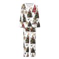 thumbnail image 4 of Lorytime Pjs Sets for Women Long Sleeve Christmas Tree Crew Neck Tunic Tops Elastic Waist Pants Holiday Loungewear, 4 of 6