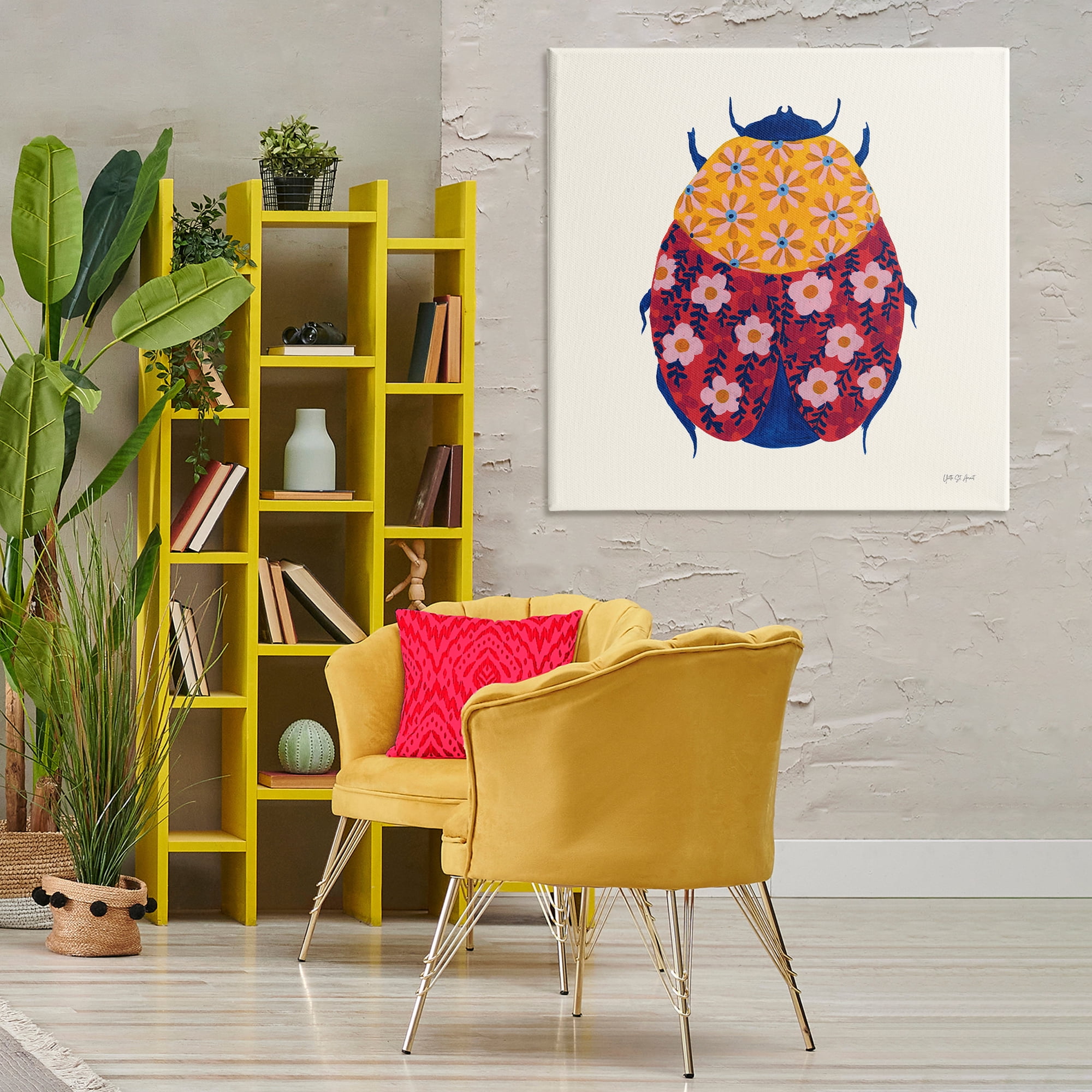 Stupell Industries Chromatic Blooming Beetle Insects Painting Wrapped Canvas Art Print Wall Art, 36 x 36