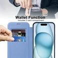 thumbnail image 4 of Flip Magnetic Case for Apple iPhone 15 Plus, Compatible with Magsafe Cards Holder Wallet Case RFID Blocking Clear Back Cover Anti-Scratch Folio Shockproof Bisiness Type Case for Women, Blue, 4 of 7