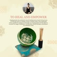 thumbnail image 3 of Ajuny Tibetan Buddhist Brass Singing Bowl - Arrow Design Green OM Bell Meditation Sound - 4 inch Diameter for Relaxation and Meditation Accessories - Stick and Cushion Included, 3 of 7