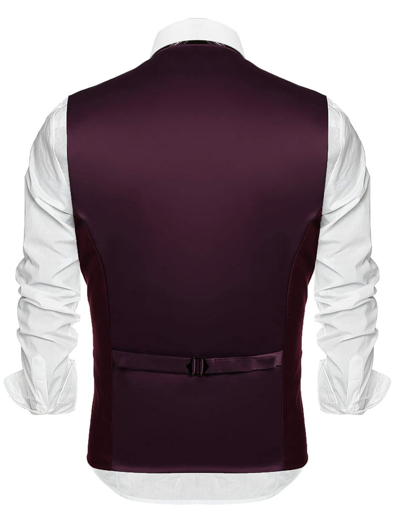 ETHAN Dark Burgundy Waistcoat Mens Vests Casual Business Suit for
