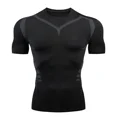thumbnail image 3 of 2024pro Nueva camiseta de manga corta de entrenamiento de fútbol azul de compresión muscular ajustada para hombre para correr, 3 of 4