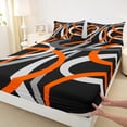 thumbnail image 3 of Manfei Retro Stripes 4-Piece Full Size Sheets for Teens Boys Girls,Black Grey Orange Bed Sheets,Geometric Lines Lightweight Sheet Sets,Lightweight Room Decor, 3 of 7