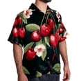 thumbnail image 2 of Cherry Men's Printed Casual Button Down Short Sleeve Beach Shirts, 2 of 6