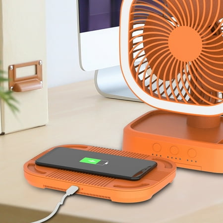 

Mainstays Rechargeable USB Fan with Wireless Charging Pad and Led Lighting Orange