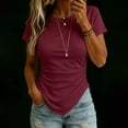 thumbnail image 4 of GUACER Womens Short Sleeve Shirts Asymmetrical Pointed Hem Crop Tops, Stretchy Crew Neck Slim Fit Casual Everyday Blouses, 4 of 8