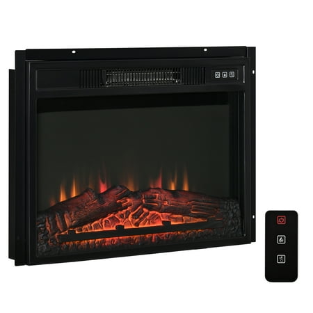 HOMCOM 23 Electric Fireplace Insert for Wooden Cabinet, Recessed Fireplace  Heater with Realistic Log Flames, Adjustable Brightness, Remote Control,  1400W, Black | Walmart Canada