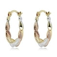thumbnail image 2 of AVORA 10K Gold Twist Three-Tone Hoop Earrings, 2 of 6
