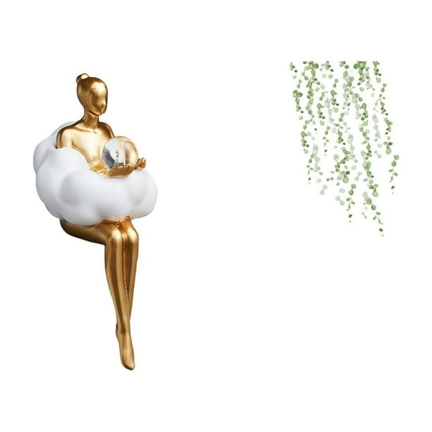 Figura de estatua de arte,Estatua de arte Decoración Arte abstracto Escultura Estatuilla,Adhesivo de pared,Pegatinas de pared de vides colgantes para dormitorio,Calcomanía de pared con hojas