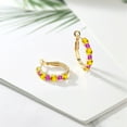 thumbnail image 4 of Gem Stone King 18K Yellow Gold Plated Silver Yellow Sapphire and Pink Sapphire Hoop Earrings for Women (3.68 Cttw, Gemstone September Birthstone, Round 4MM and 3MM), 4 of 4