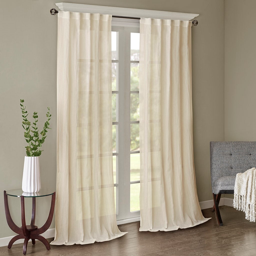 MAYEERTY 2 Pcs Solid Crushed Curtain Panel Pair