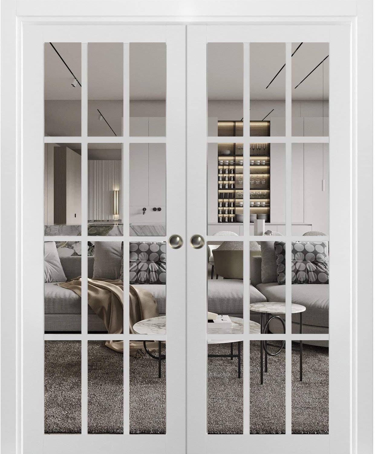 Sliding French Double Pocket Doors 12 lites | Felicia 3355 | Kit Trims
