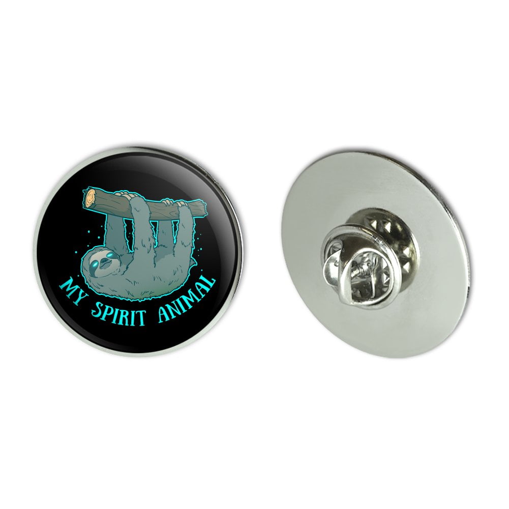 GRAPHICS /& MORE My Spirit Animal is a Sloth Round Tie Bar Clip Clasp Tack Silver Color Plated