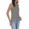 thumbnail image 3 of COCCKO Tank Top for Women 2026 Summer High Neck Sleeveless Striped Shirt Button Hollow Back Fitted Knit Camisole Tops, 3 of 6