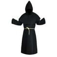 thumbnail image 1 of Túnica medieval de fraile, capa con capucha, ropa gótica de terror, monje, de fraile, capa de fraile para carnaval, disfraces, disfraces, hombres Negro, 1 of 8