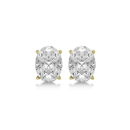 18k Brilliant Cut Stud - 3 dwt Oval Cut C&C Forever One Moissanite Stud Earrings Solid 18k Yellow Gold