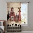 thumbnail image 3 of Brown Farmhouse Sheer Curtains 63 Inches Long, Vintage Country Animals Wood Grain Plaid Light Filering Curtains, Breathable Simi Curtain Privacy Drapes for Living Room Bedroom Window Treatment, 3 of 9