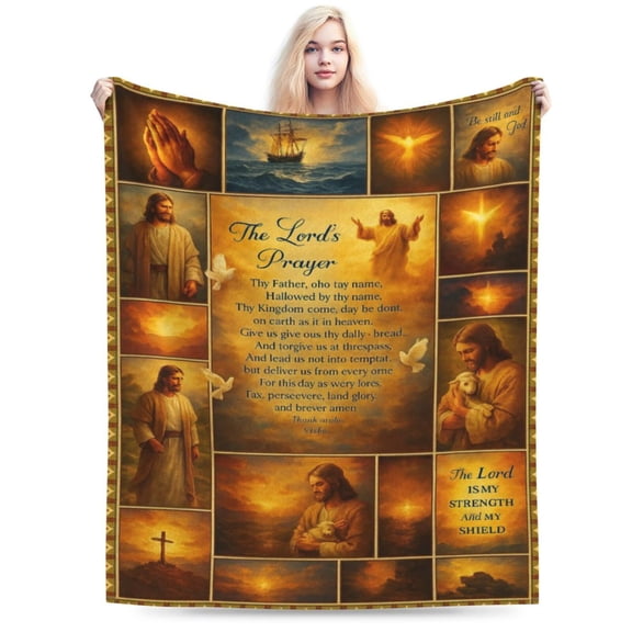 The Lord's Prayer Blanket for Women Men, Christian Gifts for Women Faith Inspirational Religious Scripture Blanket with Bible Verses, Jesus Flannel Throw Blankets for Bed Couch 50x40