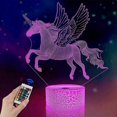 thumbnail image 1 of Regalos de unicornio para niñas, lámpara de noche con ilusión 3D y control remoto, 16 colores que cambian y función de atenuación, regalos creativos para la habitación/decoración del hogar B, 1 of 5