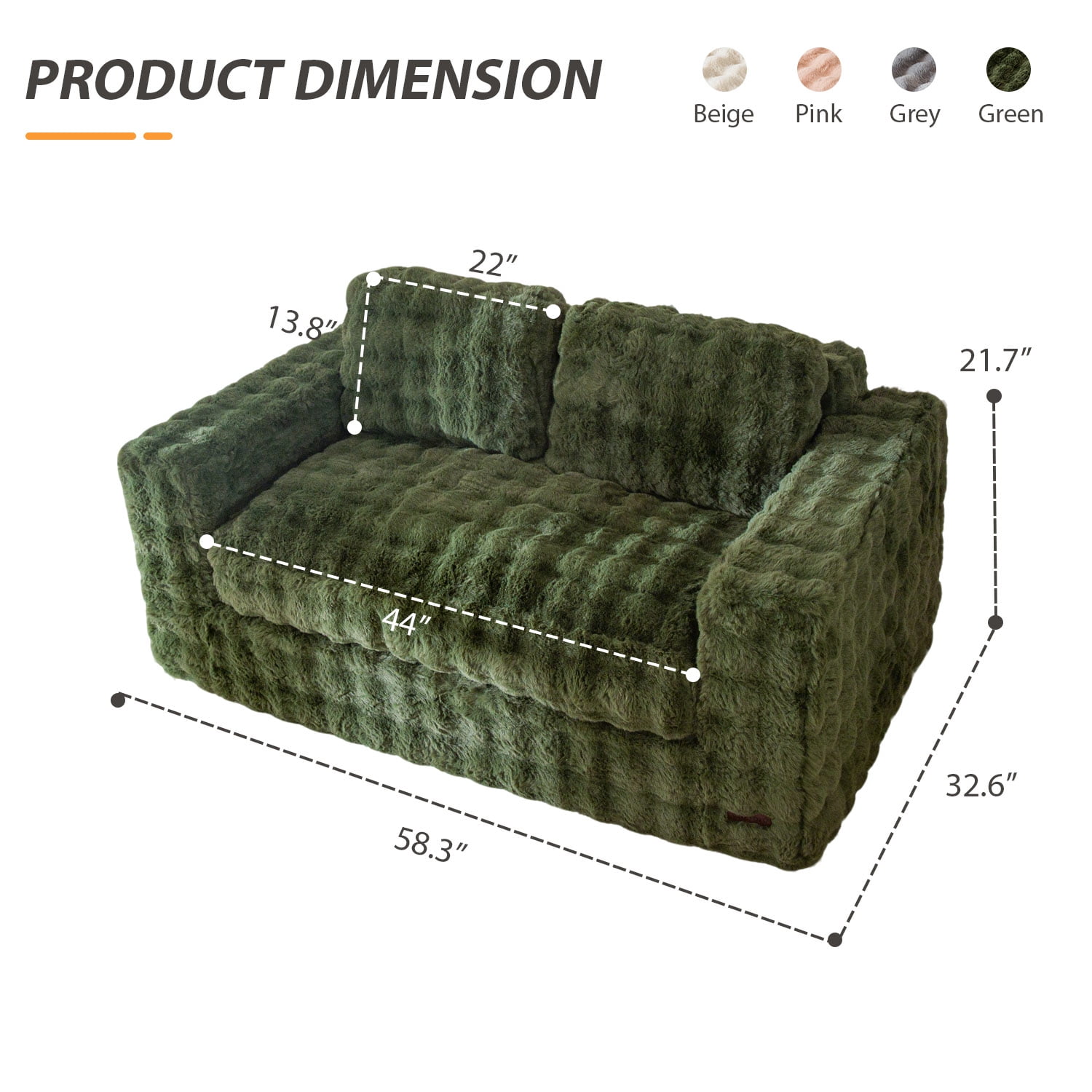 GOODONE Bean Bag Chair Sofa,Giant Loveseat Bubbled Boneless Couch,Modern Soft Comfy Plush Lazy Sofa for Living Room and Apartments,No Assembly Required,Green