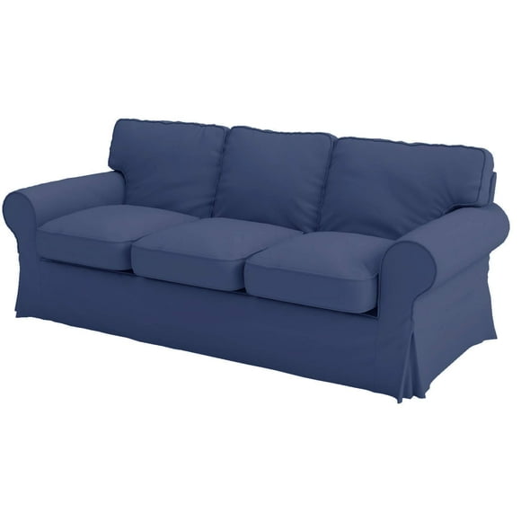 The Heavy Duty Cotton Ektorp 3.5 Seat Width: 98" (Not Regular 3 Seat) Sofa Cover Replacement Fits IKEA Ektorp Three and Half Sofa (Blue)