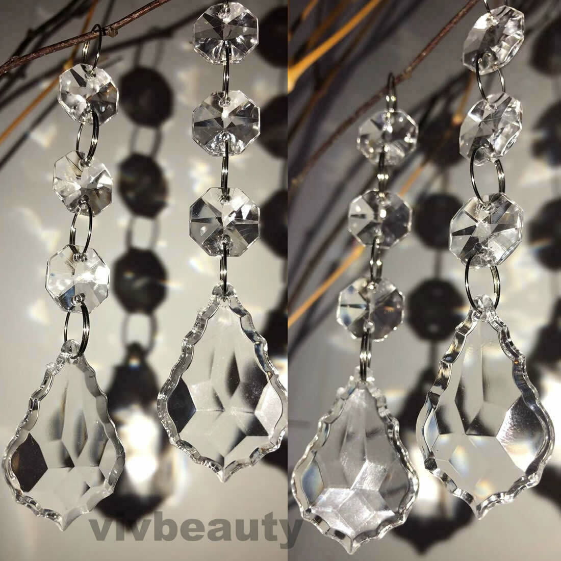 10 X Wedding Crystal Prism Pendant Strands Diamond Bead Chandelier Hanging Decor 