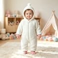 thumbnail image 2 of WhouRiu Baby Boys Casual Zip Up Romper Fall Winter Long Sleeve Solid Color Cute Warm Onesies 6-24 Months, 2 of 5