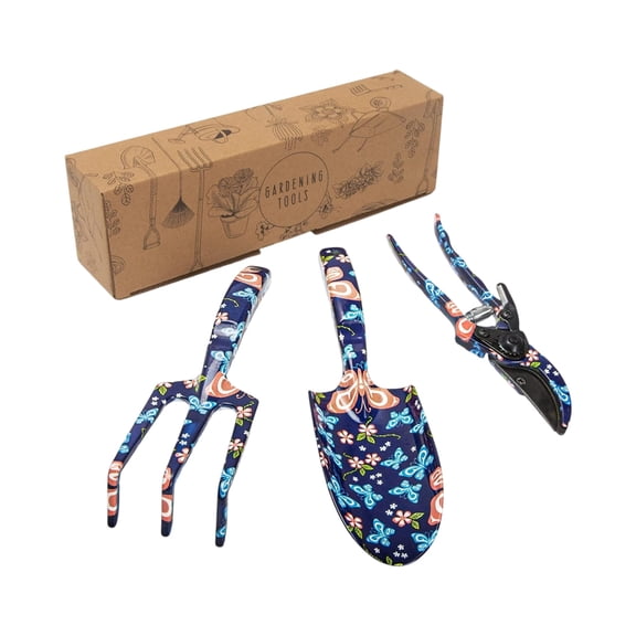 Gardening SetforWomen, 3 Set Ergonomic Hand Tools, Garden Shears Pruning, Hand Tiller Garden Tool, Garden Shovel Hand, Pink Floral Design, Outdoor Gardening Kit