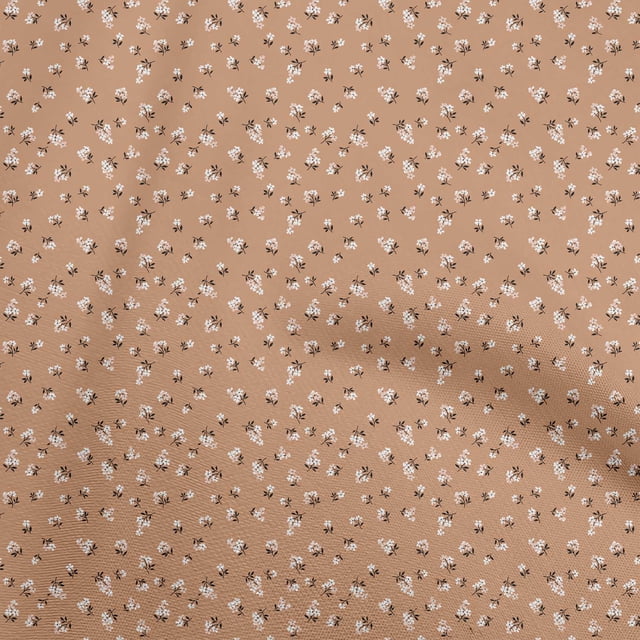oneOone Polyester Spandex Brown Fabric Floral Sewing Craft Projects Fabric Prints By Yard 56 Inch Wide