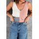 thumbnail image 4 of ABPHQTO Camiseta de tirantes de mujer de punto color block rosa, 4 of 5