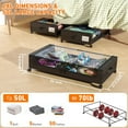 thumbnail image 3 of Under Bed Storage with Wheels, 2-Pack Under Bed Storage Containers with Clear Lids, XXL 60L Under the bed storage Organizer Bins, Rolling Under Bed Metal Drawer for Clothes,Shoes,Toys (Black, 2 Pack), 3 of 8