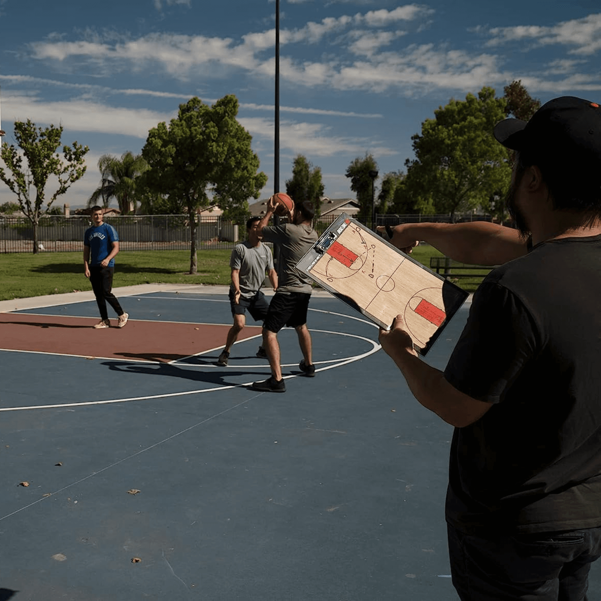 PowerNet Basketball Magnetic Coaching Clipboard, Double Sided Dry Erase Board Clipboard, Basketball Whiteboard with Line Up Chart, Weatherproof Coach Clipboard, Includes 2 Dry Erase Markers