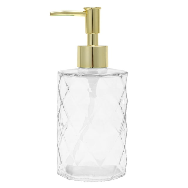 Dispensador de Jabón Reutilizable en Forma de Diamante 11.16oz Transparente Tono Dorado
