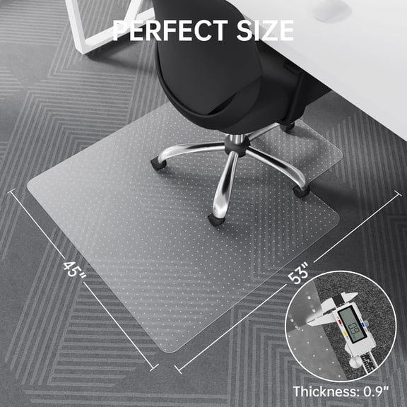 Office Chair Mat for Carpet, 45" x 53" Transparent Desk Chair Mat for Low Pile Carpeted Floor, Easy Glide Carpet Floor Protector Mat for Home and Office