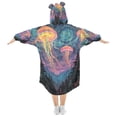 thumbnail image 2 of FORMRS Wearable Blanket Hoodie with Sleeves for Kids Cozy Flannel Sweatshirt, Psychedelic Jellyfish, 2 of 7