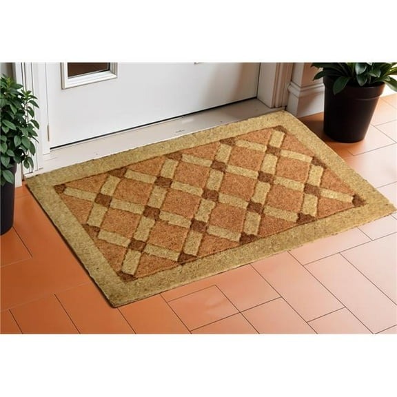 HomeRoots 573937 Modern Rectangle 18 x 30 in. Brown Coir Outdoor Door Mat