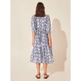 thumbnail image 6 of Women's Floral Tie Neck Lantern Sleeve Midi Dress 100% Rayon Fabric for Effortless Everyday Chic and Stylish Weekend, 6 of 14