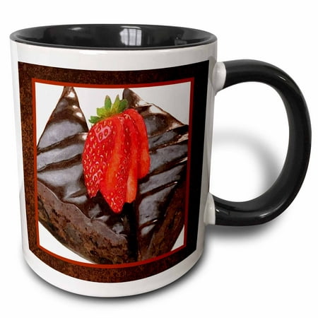 3dRose Fudgy Ganache Brownies - Two Tone Black Mug, (Best Brownies To Ship)