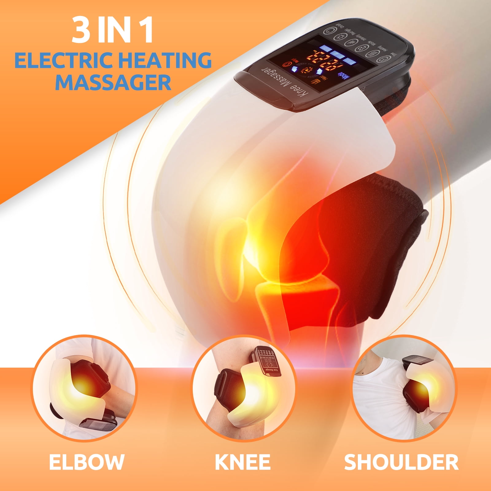 Cordless Knee Massager with Heat,Electric Heated Knee Brace,Red Light Heating pad Massager with Air Pressure and Vibration for Women Men