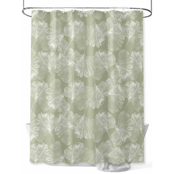 Translucent Ginkgo Leaves Shower Curtain, Realistic Plant Green Background Waterproof Shower Curtain Set with 12 Hooks Lightweight Washable Fabric Shower Curtains for Bathroom 72x72 Inches