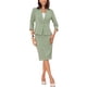 thumbnail image 1 of Conjunto de 2 piezas INSPIRE CHIC para mujer, blazer sin cuello de manga 3/4, falda lápiz de cintura alta, atuendos de trabajo, verde S, 1 of 6