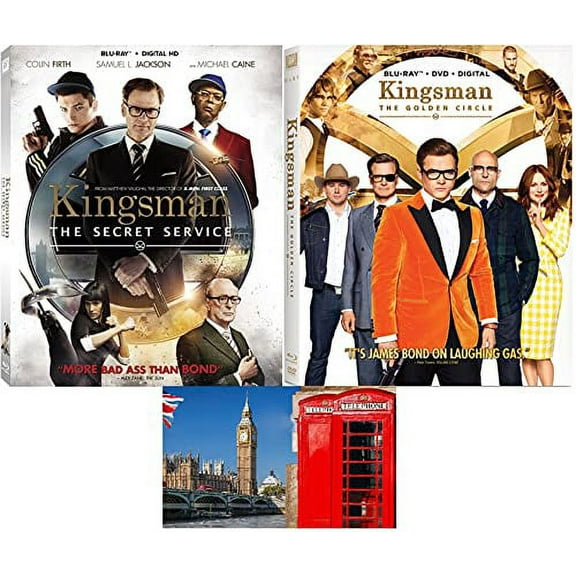 The Kingsman Double Feature Secret Service and Golden Circle 2 Blu Ray Set Includes Bonus London Art Card