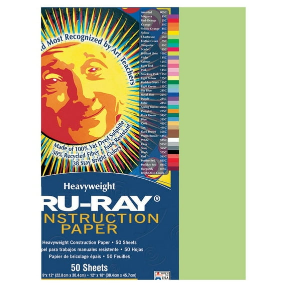 Tru-Ray 053973 Construction Paper 9 x 12 In. Chartreuse, Pack Of 50