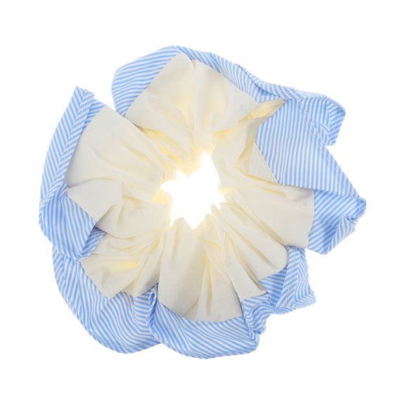 Unique Bargains 1 Pc Scrunchie Fashion Stripe Hair Elastics Blue Yellow